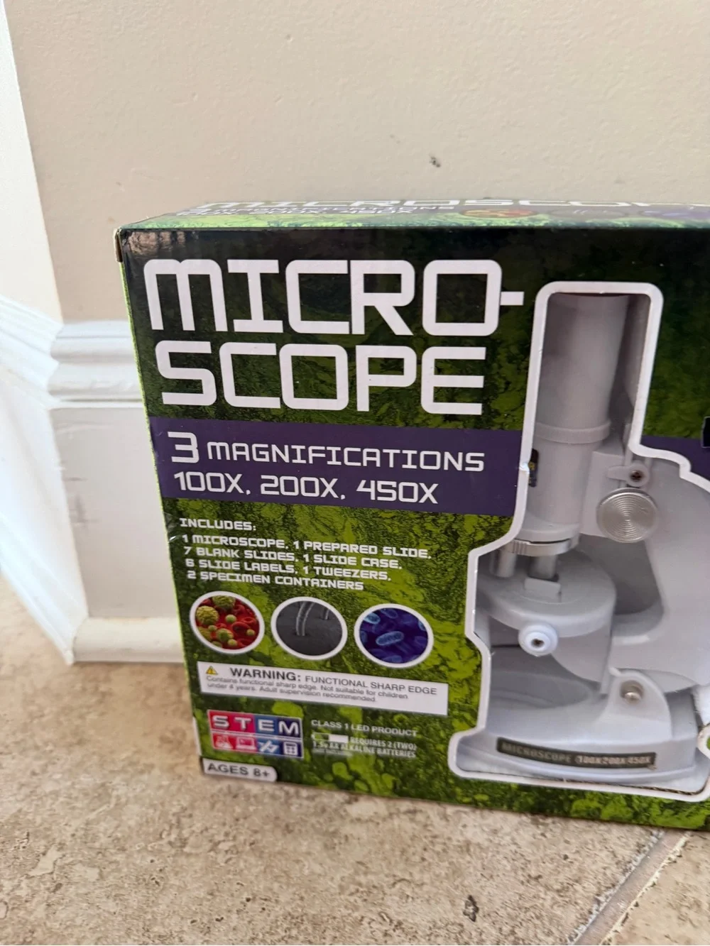NWT Stem Kids Microscope Toy - White Learning Slides Specimen